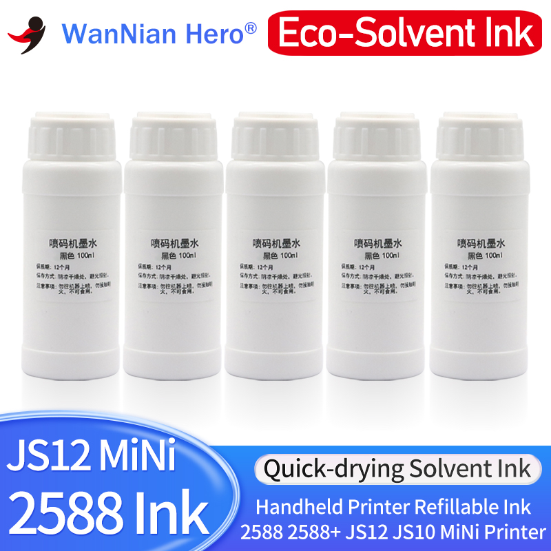 Solvent Printer Ink - 100ML Refillable Ink compatible 2588 JS10