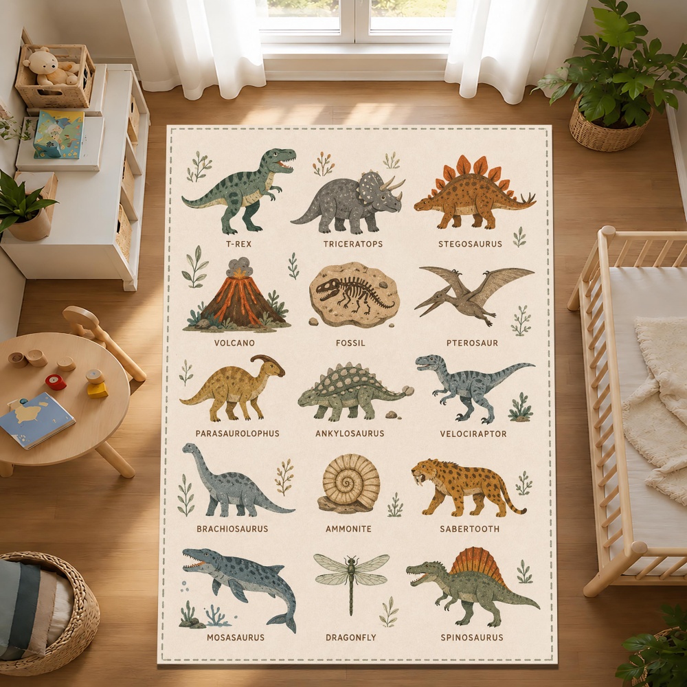 Commercial Window Printing - Vintage Dinosaur Educational Chart print large