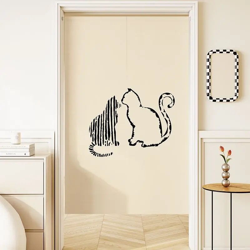 Commercial Window Printing - VIKAMA Minimal Line Cat Noren Door
